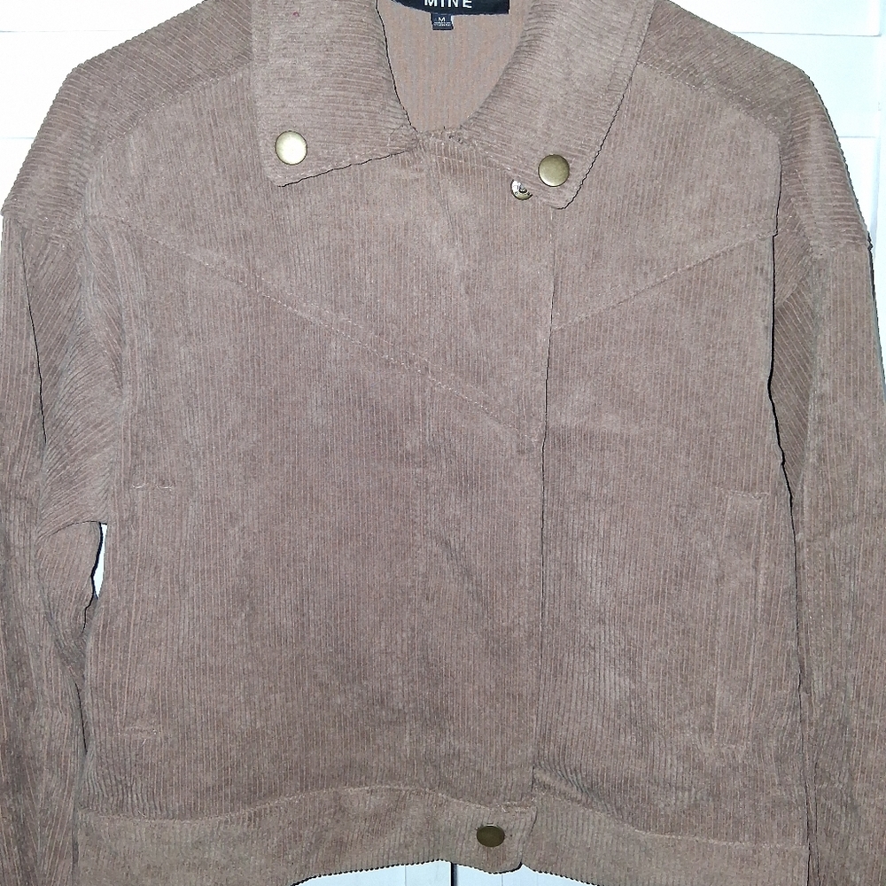 MINE Taupe Corduroy Short Moto Jacket - Picture 8 of 12